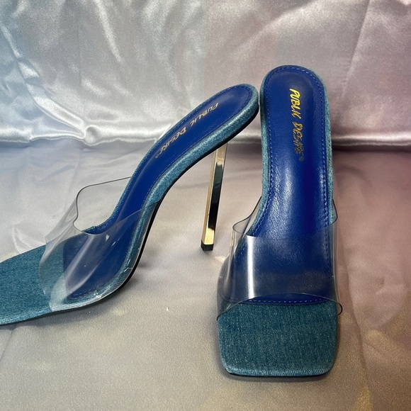 Public Desire Blue Sandals with Modern Transparent Strap - Picture 3 of 4